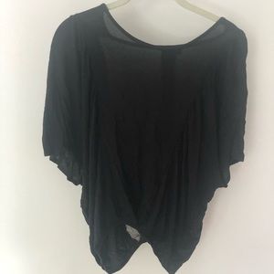 Bebe slouchy black blouse with illusion V back